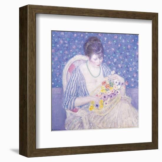 The Basket Of Flowers, c.1913-1917-Frederick Carl Frieseke-Framed Premium Giclee Print