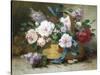 The Basket of Flowers-Eugene Henri Cauchois-Stretched Canvas