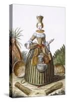 The Basket Weaver's Costume (Coloured Engraving)-Martin Engelbrecht-Stretched Canvas