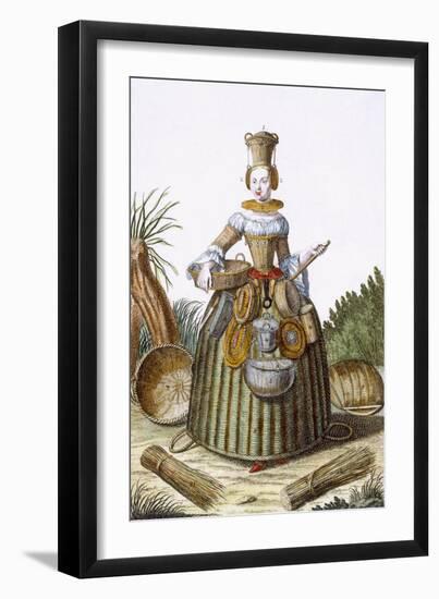 The Basket Weaver's Costume (Coloured Engraving)-Martin Engelbrecht-Framed Premium Giclee Print