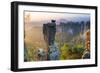 The Bastei in the Background, Elbe Sandstone Mountains, Saxon Switzerland, Germany-Peter Adams-Framed Photographic Print