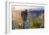 The Bastei in the Background, Elbe Sandstone Mountains, Saxon Switzerland, Germany-Peter Adams-Framed Photographic Print
