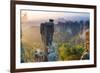 The Bastei in the Background, Elbe Sandstone Mountains, Saxon Switzerland, Germany-Peter Adams-Framed Photographic Print