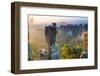 The Bastei in the Background, Elbe Sandstone Mountains, Saxon Switzerland, Germany-Peter Adams-Framed Photographic Print