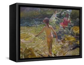 The Bath, Javea-Joaquín Sorolla y Bastida-Framed Stretched Canvas