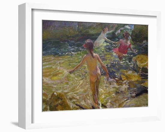 The Bath, Javea-Joaquín Sorolla y Bastida-Framed Art Print