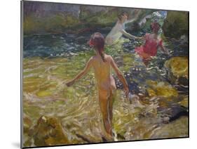 The Bath, Javea-Joaquín Sorolla y Bastida-Mounted Art Print