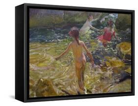 The Bath, Javea-Joaquín Sorolla y Bastida-Framed Stretched Canvas