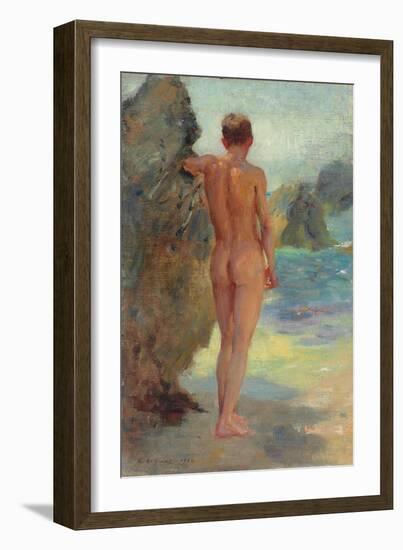 The Bather, 1912 (Oil on Canvas)-Henry Scott Tuke-Framed Giclee Print