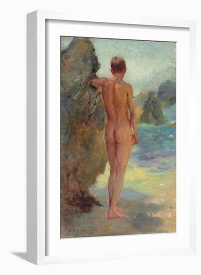 The Bather, 1912 (Oil on Canvas)-Henry Scott Tuke-Framed Giclee Print