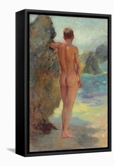The Bather, 1912 (Oil on Canvas)-Henry Scott Tuke-Framed Stretched Canvas