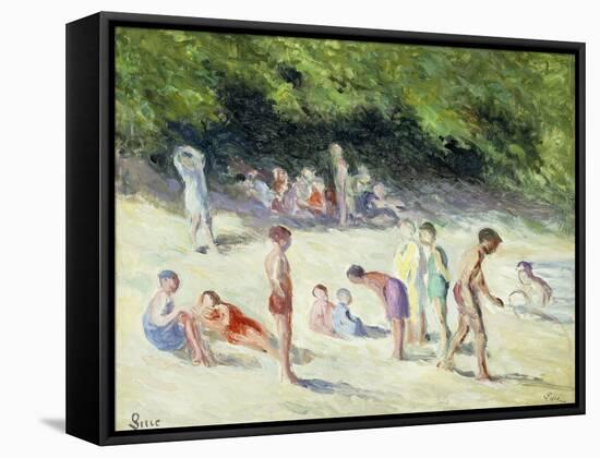 The Bathers of Mericourt; La Baignade a Mericourt, 1935-Maximilien Luce-Framed Stretched Canvas