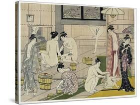 The Bathhouse Women, 1790S-Torii Kiyonaga-Stretched Canvas