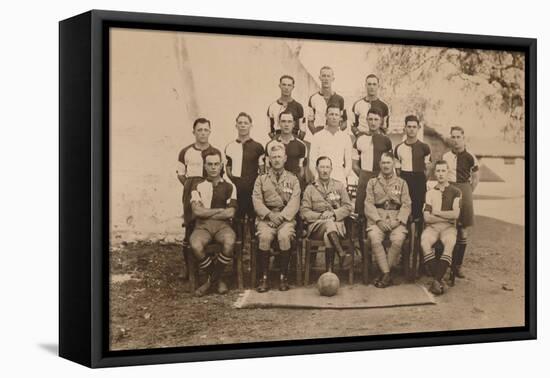 The Battalion Football Team of the First Battalion, the Queen's Own Royal West Kent Regiment-null-Framed Stretched Canvas