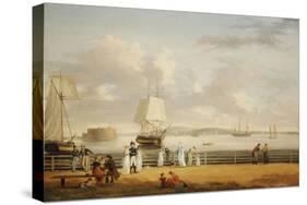The Battery and Harbour, New York, C.1811-1812-Thomas Birch-Stretched Canvas
