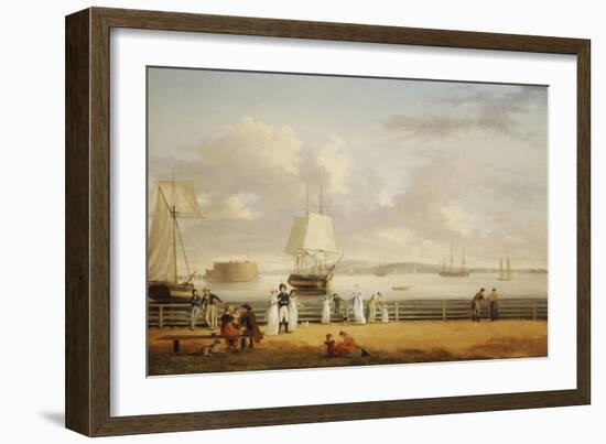 The Battery and Harbour, New York, C.1811-1812-Thomas Birch-Framed Giclee Print