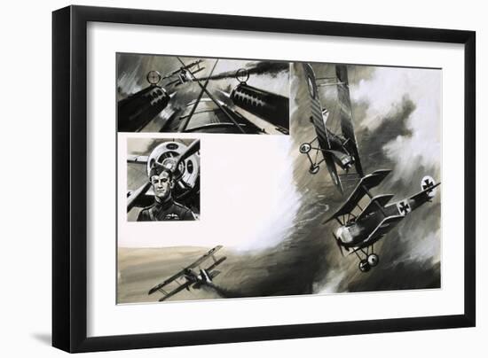 The Battle Between British SE5s and Werner Voss in His Fokker Triplane-null-Framed Giclee Print