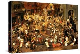 The Battle Between Carnival and Lent-Pieter Brueghel the Younger-Stretched Canvas
