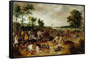 The Battle Between Officers Breaute and Gerard Abrahamsz Called Lekkerbeetje at Vught-Sebastian Vrancx-Framed Stretched Canvas