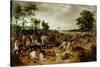 The Battle Between Officers Breaute and Gerard Abrahamsz Called Lekkerbeetje at Vught-Sebastian Vrancx-Stretched Canvas