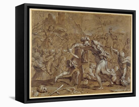 The Battle Between the Romans and the Sabines-Annibale Carracci-Framed Stretched Canvas