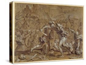 The Battle Between the Romans and the Sabines-Annibale Carracci-Stretched Canvas