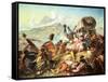 The Battle of Blauwkrantz, 1838-Thomas Baines-Framed Stretched Canvas