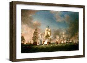 The Battle of Cape Passaro, 11 August 1718, 1767 (Oil on Canvas)-Richard Paton-Framed Giclee Print