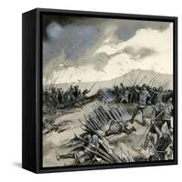 The Battle of Crecy, Where English Archers Destroyed the French Cavalry-English School-Framed Stretched Canvas
