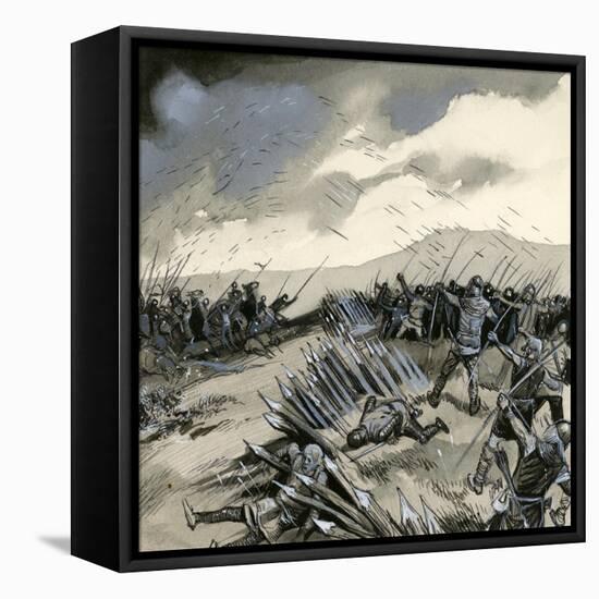 The Battle of Crecy, Where English Archers Destroyed the French Cavalry-English School-Framed Stretched Canvas