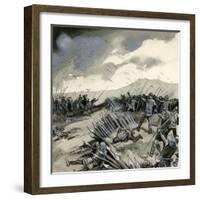 The Battle of Crecy, Where English Archers Destroyed the French Cavalry-English School-Framed Giclee Print
