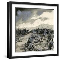 The Battle of Crecy, Where English Archers Destroyed the French Cavalry-English School-Framed Giclee Print