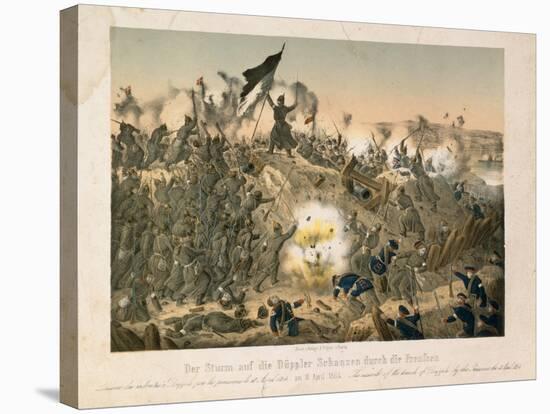 The Battle of Dybboel in the Second Schleswig War, on 18 April 1864, Published by Verlag A.…-German School-Stretched Canvas