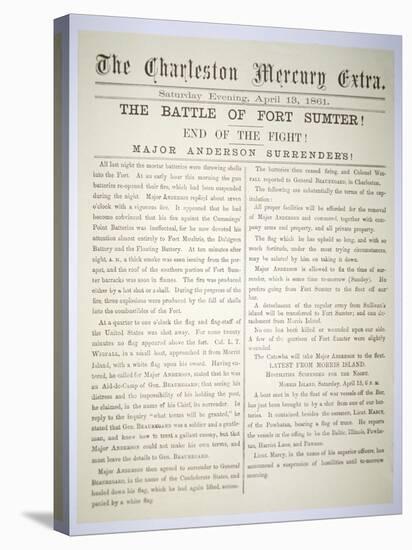 `The Battle of Fort Sumter,' Report in `The Charleston Mercury,' 13th April 1861-null-Stretched Canvas
