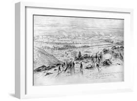 The Battle of Gettysburg - View from the Summit of Little Round Top on the Evening of July 2, 1863-Edwin Forbes-Framed Giclee Print