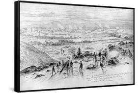 The Battle of Gettysburg - View from the Summit of Little Round Top on the Evening of July 2, 1863-Edwin Forbes-Framed Stretched Canvas