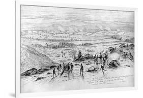 The Battle of Gettysburg - View from the Summit of Little Round Top on the Evening of July 2, 1863-Edwin Forbes-Framed Giclee Print