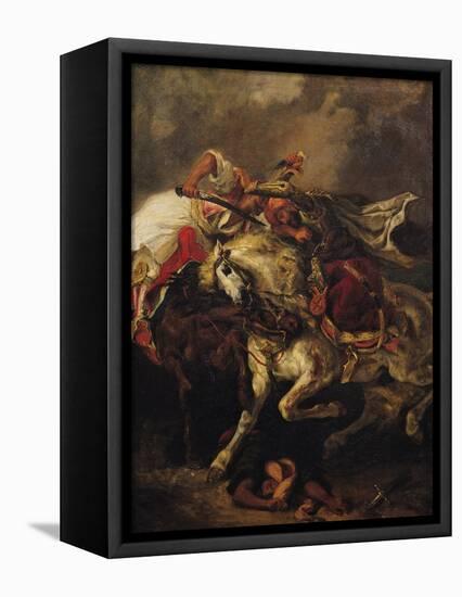 The Battle of Giaour and Hassan, after Byron's Poem, "Le Giaour," 1835-Eugene Delacroix-Framed Stretched Canvas