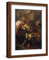 The Battle of Giaour and Hassan, after Byron's Poem, "Le Giaour," 1835-Eugene Delacroix-Framed Giclee Print