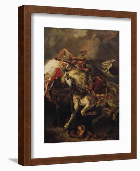 The Battle of Giaour and Hassan, after Byron's Poem, "Le Giaour," 1835-Eugene Delacroix-Framed Giclee Print