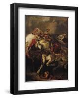 The Battle of Giaour and Hassan, after Byron's Poem, "Le Giaour," 1835-Eugene Delacroix-Framed Giclee Print