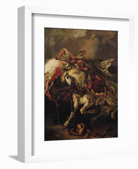 The Battle of Giaour and Hassan, after Byron's Poem, "Le Giaour," 1835-Eugene Delacroix-Framed Giclee Print