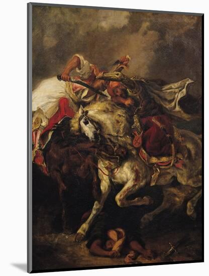 The Battle of Giaour and Hassan, after Byron's Poem, "Le Giaour," 1835-Eugene Delacroix-Mounted Giclee Print