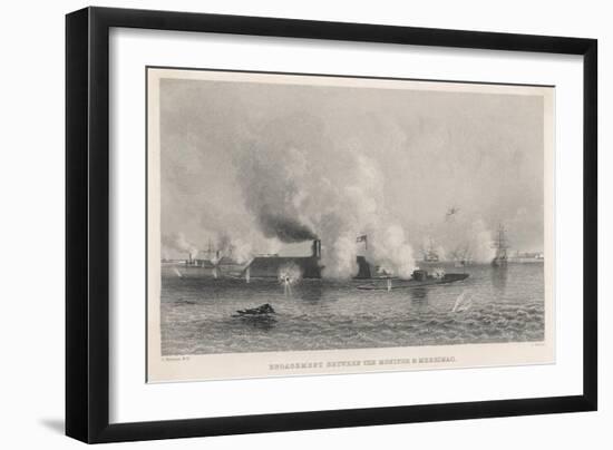 The Battle of Hampton Roads-Charles Parsons-Framed Art Print