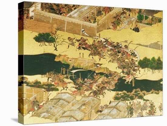 The Battle of Hogen from a Screen, Momayama Period-Japanese School-Stretched Canvas