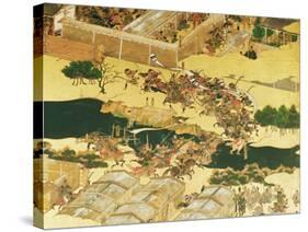 The Battle of Hogen from a Screen, Momayama Period-Japanese School-Stretched Canvas