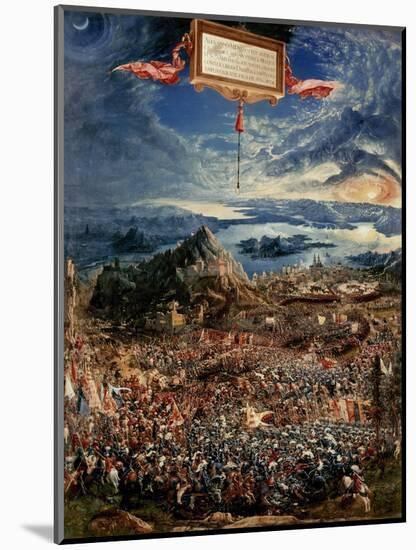 The Battle of Issus, or the Victory of Alexander the Great, 1529 (Oil on Panel)-Albrecht Altdorfer-Mounted Giclee Print
