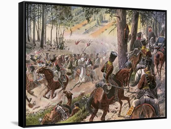 The Battle of Kulm and the French Break Through-R Knoetel-Framed Stretched Canvas