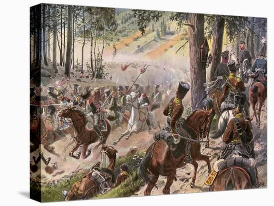 The Battle of Kulm and the French Break Through-R Knoetel-Stretched Canvas