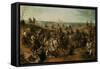 The Battle of Lekkerbeetje or the Battle of Vught Heath with a View of 'S-Hertogenbosch'-Sebastiaen Vrancx-Framed Stretched Canvas